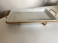 Plat Arabia Finland en faÏence et rotin 1960