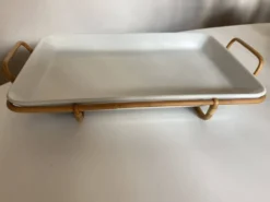 Plat Arabia Finland en faÏence et rotin 1960