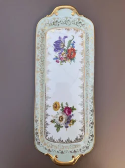 Plat à cake en porcelaine de Saxe à décor floral « Deutsche Blumen »