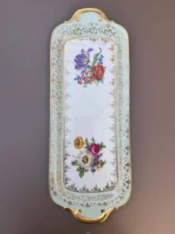 Plat à cake en porcelaine de Saxe à décor floral « Deutsche Blumen »