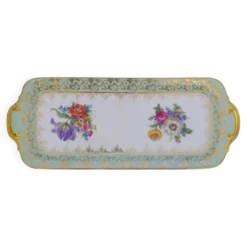 Plat à cake en porcelaine de Saxe à décor floral « Deutsche Blumen »