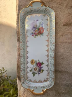 Plat à cake en porcelaine de Saxe à décor floral « Deutsche Blumen »