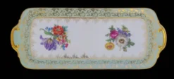 Plat à cake en porcelaine de Saxe à décor floral « Deutsche Blumen »