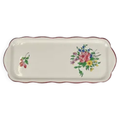 Plat à cake KG Lunéville, modèle "Réverbère", motif rose