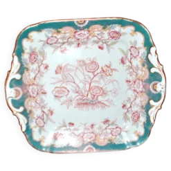 Plat carré en porcelaine Sarreguemines modèle Minton 215, décor japonisant