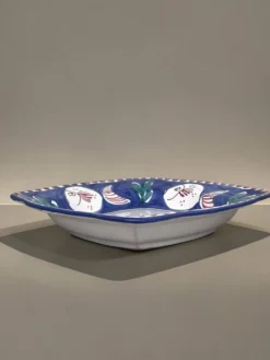Plat carré vintage en majolique SOLIMENE Vietri, poissons, années 1970-80