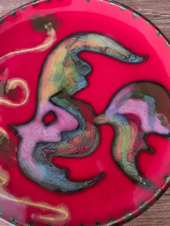 Plat Cerenne Vallauris 1950s Décor Poisson par Pierre Rinaudo