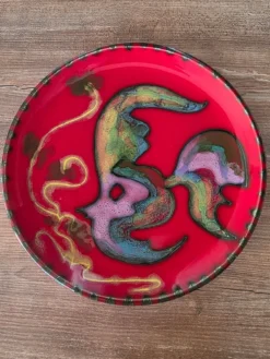 Plat Cerenne Vallauris 1950s Décor Poisson par Pierre Rinaudo