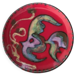Plat Cerenne Vallauris 1950s Décor Poisson par Pierre Rinaudo