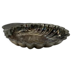 Plat coquille Saint-Jacques vintage en métal argenté