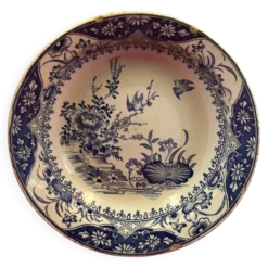 Plat creux Creil et Montereau, Yedo, idéogramme XIXème - 24,5 cm