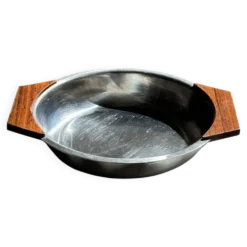 Plat creux en acier inoxydable et bois H4 D20