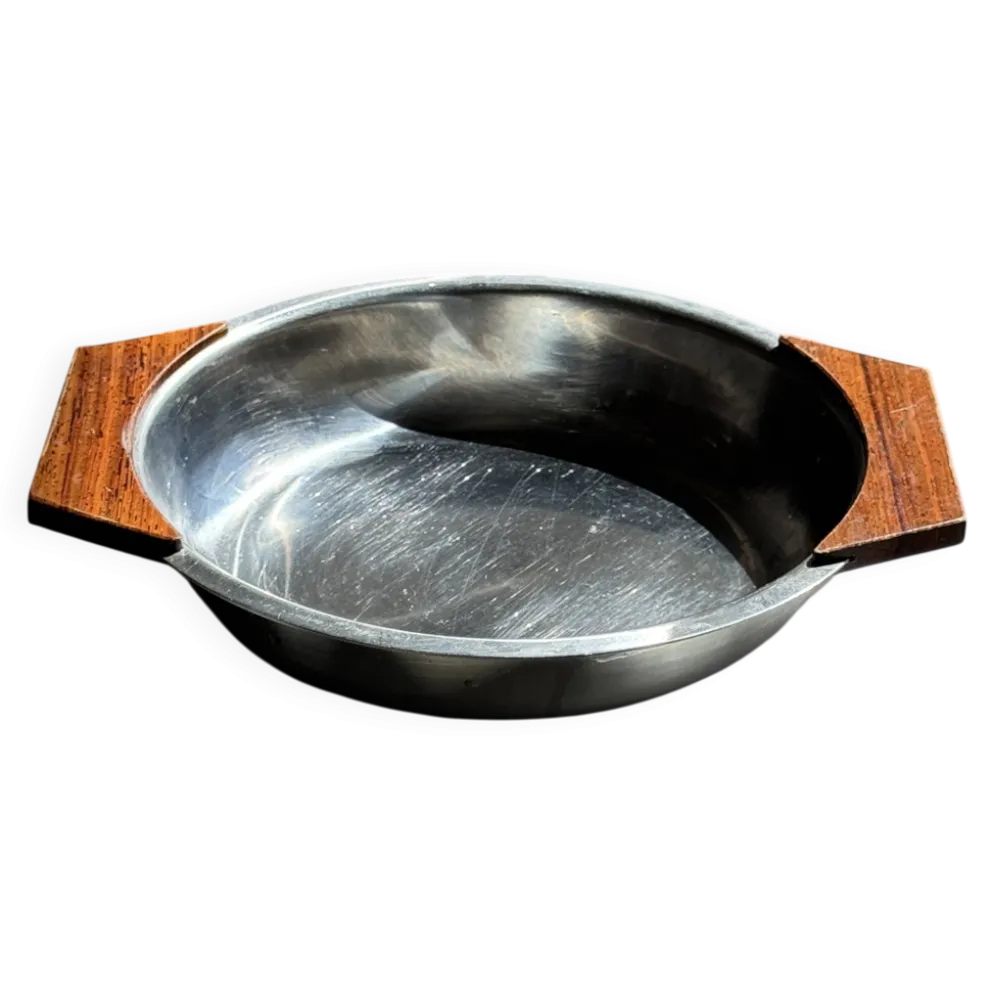 Plat creux en acier inoxydable et bois H4 D20