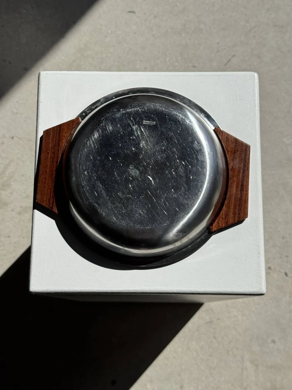 Plat creux en acier inoxydable et bois H4 D20