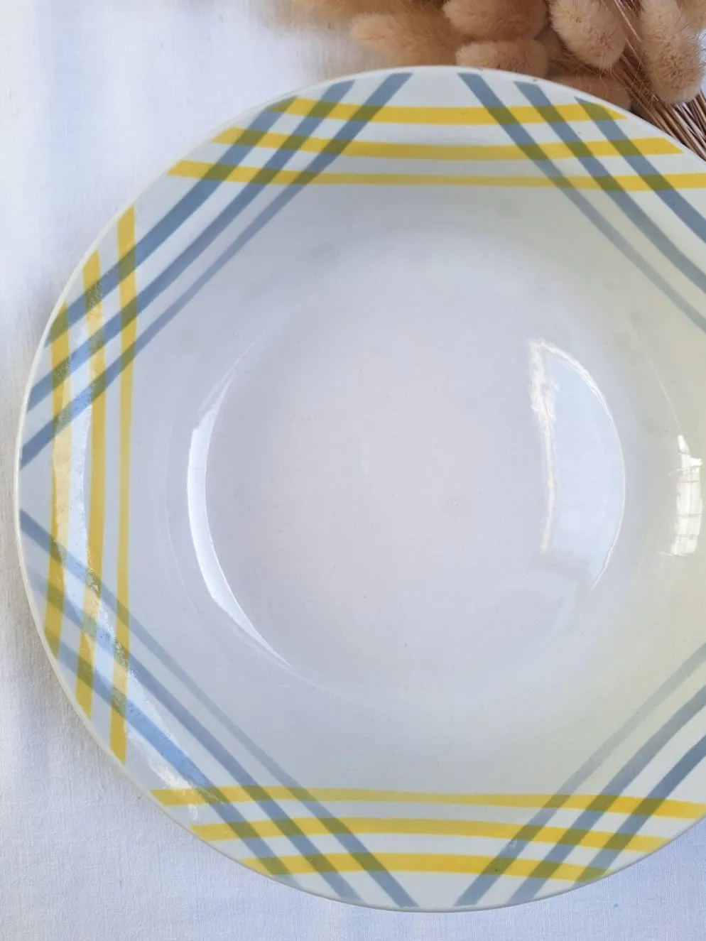 Plat creux Moulin des Loups jaune et gris