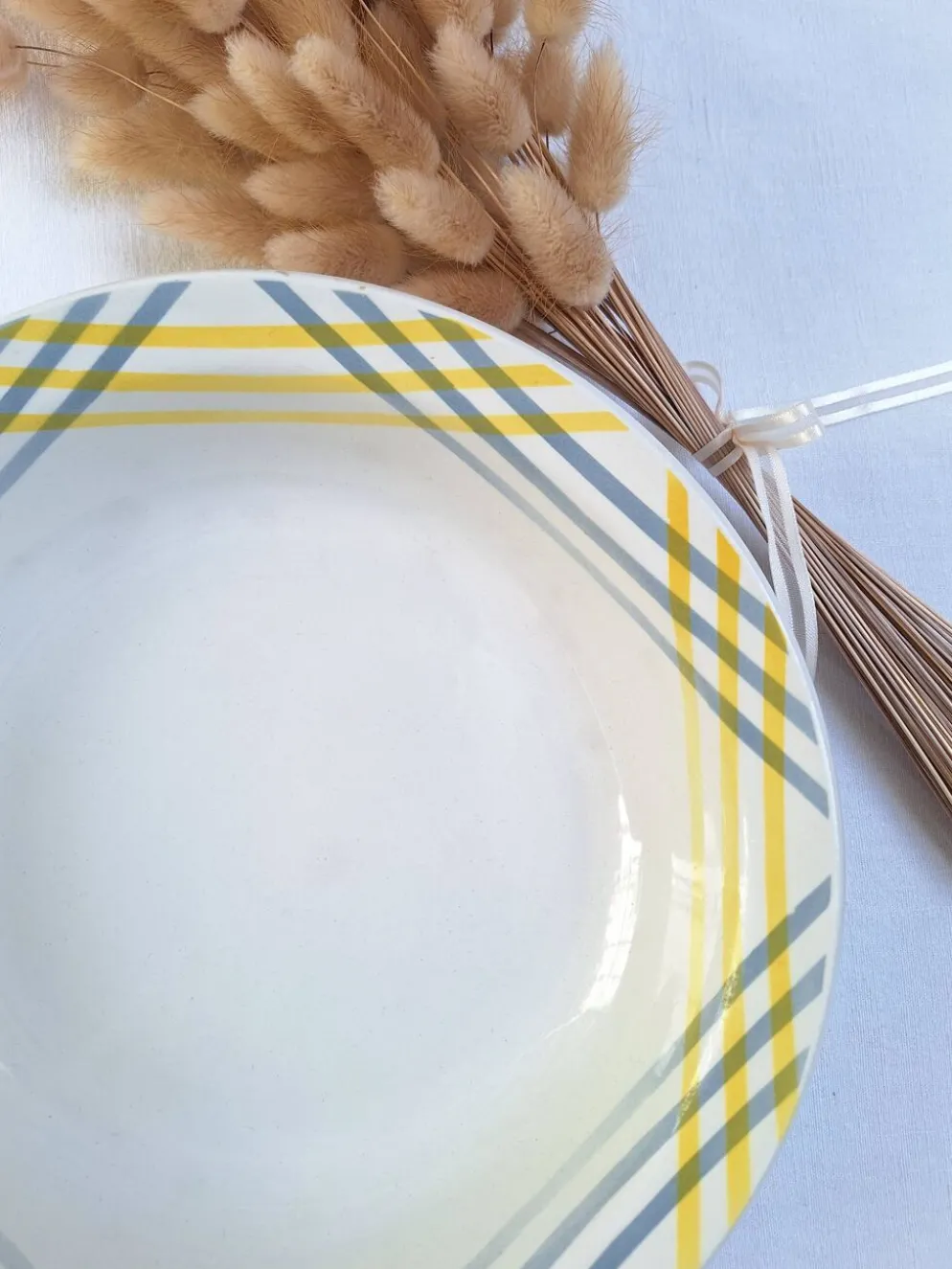 Plat creux Moulin des Loups jaune et gris
