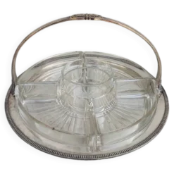 Plat à crudités en argent et verre