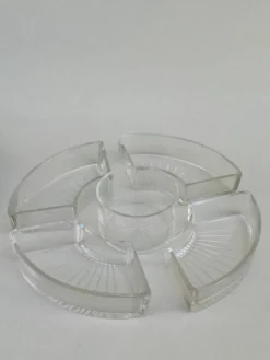 Plat à crudités en argent et verre