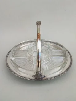 Plat à crudités en argent et verre