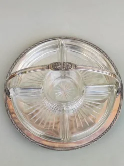Plat à crudités en argent et verre