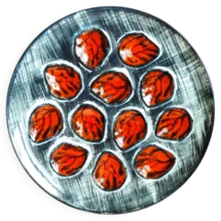 Plat de présentation à huîtres et coquillages de Pornic peint mains.