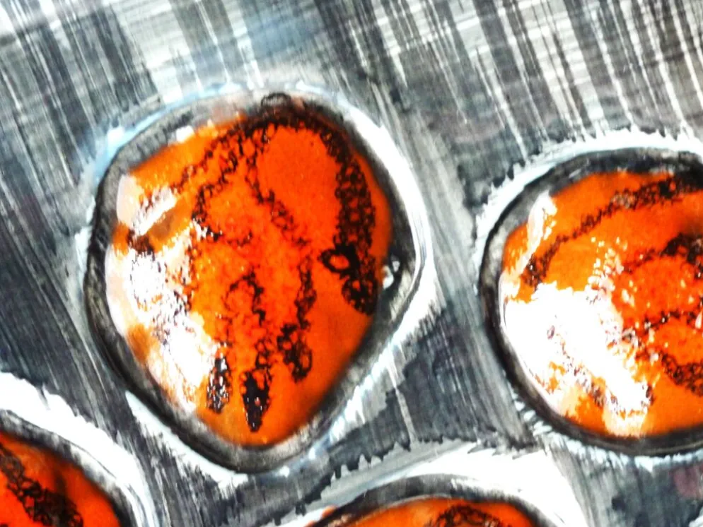 Plat de présentation à huîtres et coquillages de Pornic peint mains.