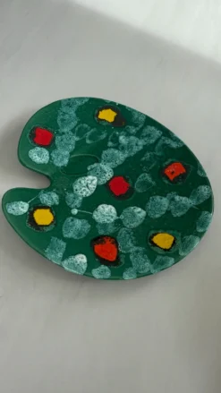 Plat de présentation palette peinture vintage en céramique | coupe déc