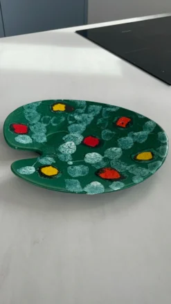 Plat de présentation palette peinture vintage en céramique | coupe déc