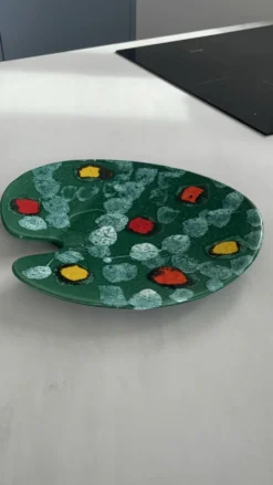 Plat de présentation palette peinture vintage en céramique | coupe déc