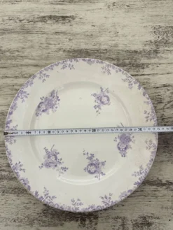 Plat de service antique Longwy Hanoï • Vaisselle en transfert lavande, vers 1890-1900