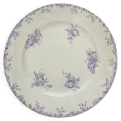 Plat de service antique Longwy Hanoï • Vaisselle en transfert lavande, vers 1890-1900