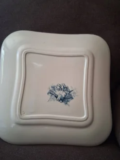 Plat de service carré H.B & Cie faïence terre de fer