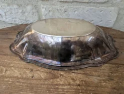 Plat de service creux / corbeille en métal argenté Ercuis 31x19cm 650g