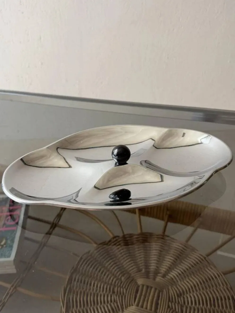 Plat de service en chrome suédois des années 1960