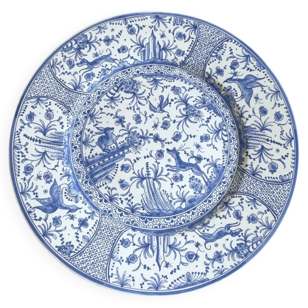 Plat de service en céramique de Coimbra peint à la main