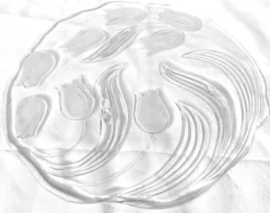 Plat de service en verre décor tulipes Art déco