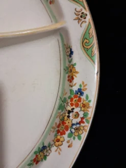 plat de service vintage avec compartiments en céramique anglais