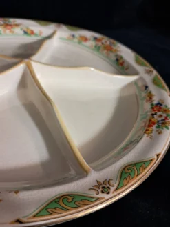 plat de service vintage avec compartiments en céramique anglais