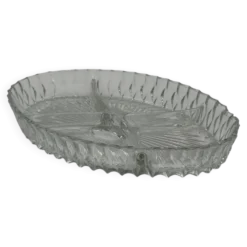 Plat de service vintage compartimenté en verre pressé