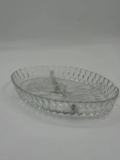 Plat de service vintage compartimenté en verre pressé