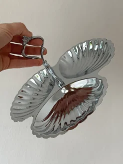 Plat de service vintage en inox brillant