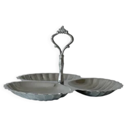 Plat de service vintage en inox brillant