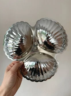 Plat de service vintage en inox brillant