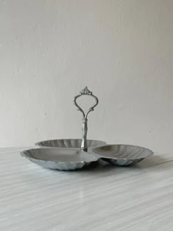 Plat de service vintage en inox brillant