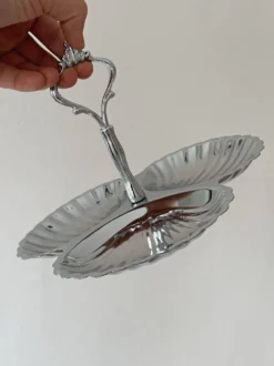 Plat de service vintage en inox brillant
