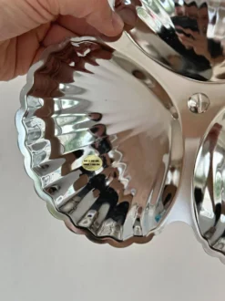 Plat de service vintage en inox brillant