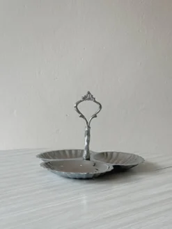 Plat de service vintage en inox brillant