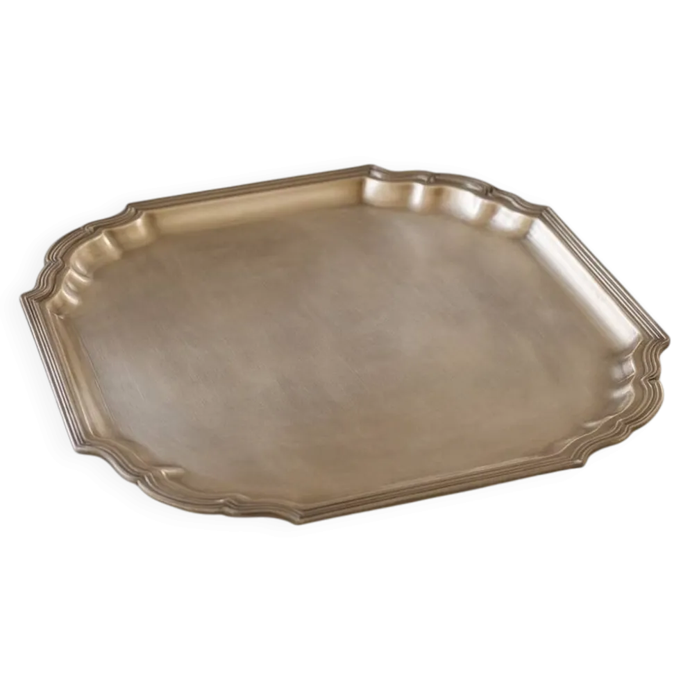 Plateau ancien en cuivre jaune – 36 cm – Made in India