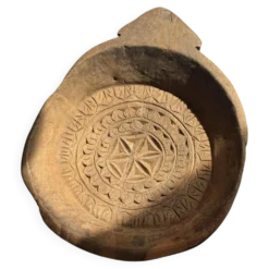 Plateau ancien indien sculpté en bois massif « Rosace »