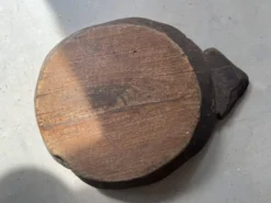 Plateau ancien indien sculpté en bois massif « Rosace »